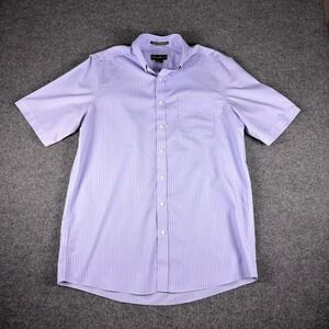 Eddie Bauer Relax Fit Wrinkle Resistant Button Shirt Mens Large Purple Striped